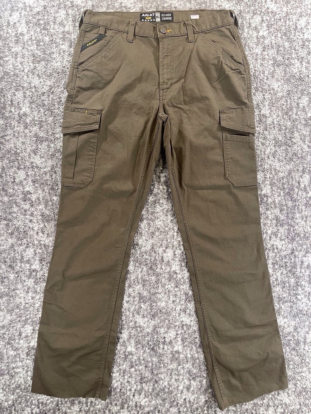 Ariat Rebar M4 Relaxed Straight Work Pants Mens 34x34 Brown Utility Cargo Read